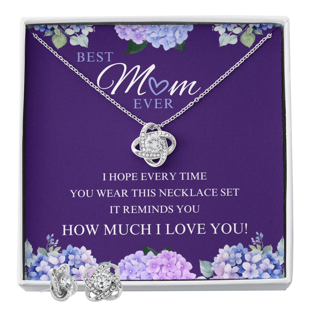 Best Mom Ever Love Knot Earring & Necklace Set