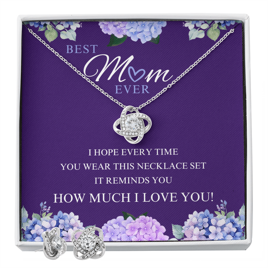 Best Mom Ever Love Knot Earring & Necklace Set