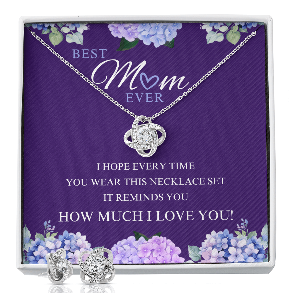 Best Mom Ever Love Knot Earring & Necklace Set