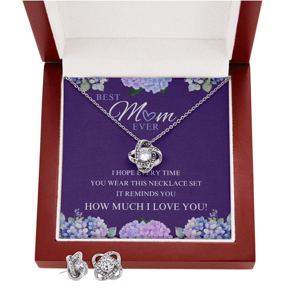 Best Mom Ever Love Knot Earring & Necklace Set