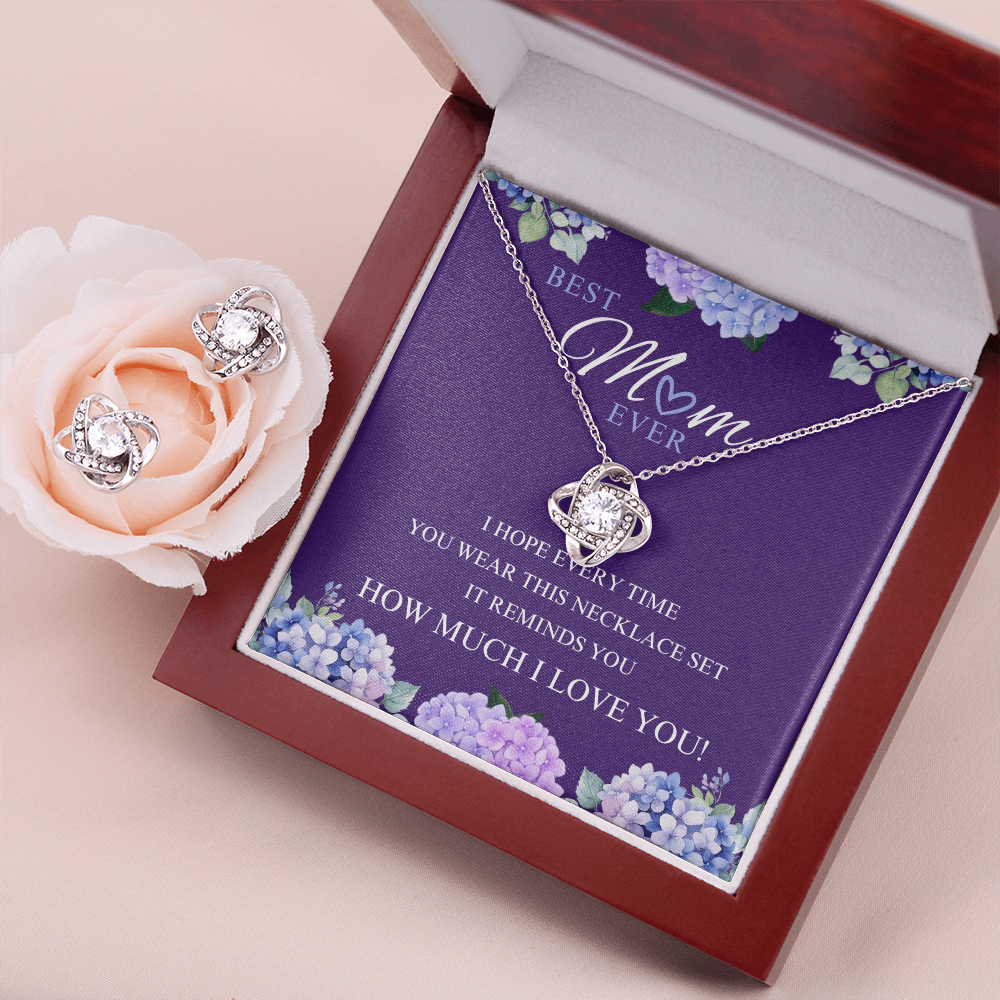 Best Mom Ever Love Knot Earring & Necklace Set