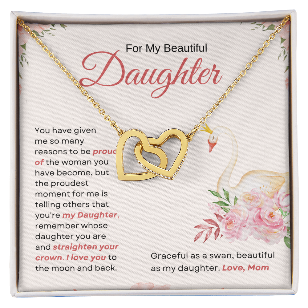 To My Beautiful Daughter Interlocking Hearts Necklace