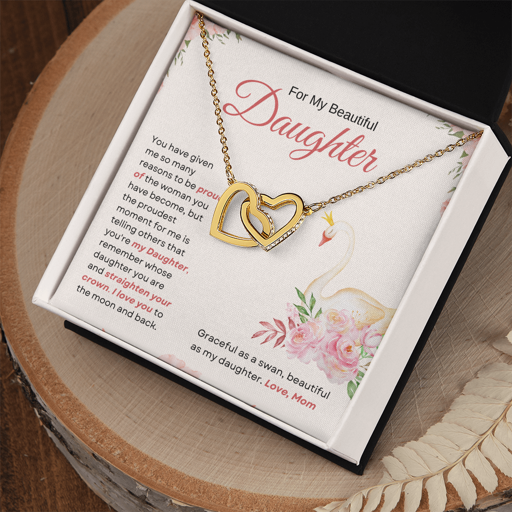 To My Beautiful Daughter Interlocking Hearts Necklace