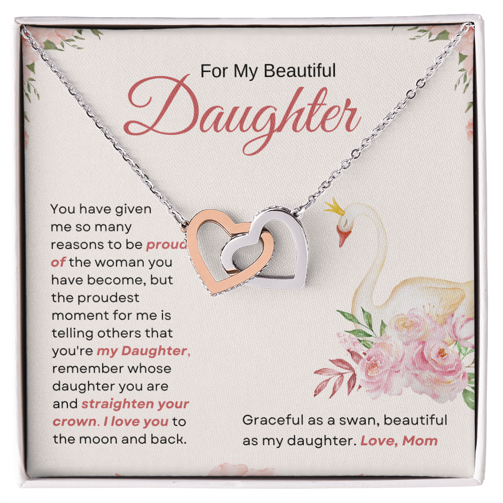 To My Beautiful Daughter Interlocking Hearts Necklace